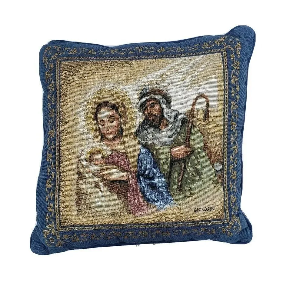 Tapestry Throw PILLOW w. Mary, Joseph‎ & Baby Jesus